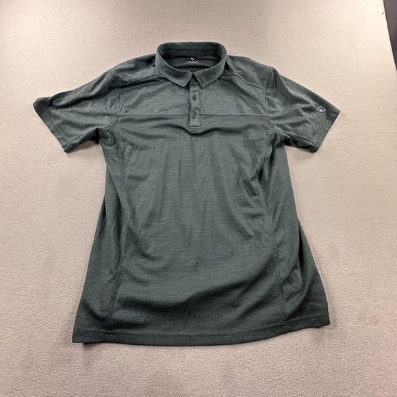 Kuhl Shirt Mens Large Green Engineered Polo Performance Short Sleeve Outdoor - Picture 1 of 12